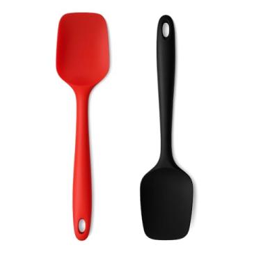 Imagem de Kit Espátula Silicone Dura 2 Peças – Antiaderente, Resistente ao Calor, Cozinha Prática e Funcional