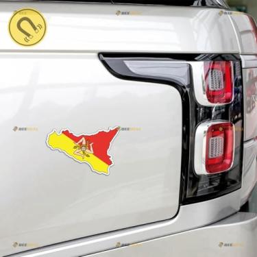 Imagem de Sicily Island Sicilia Sicilian Map Flag Italian Italy Car Magnet Magnetic Sticker Decal - 2 Pack Reflective 4" - for Truck Door Fridge Reusable Waterproof