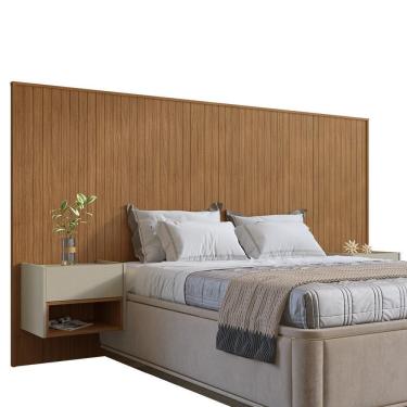 Imagem de Cabeceira Florença Para Cama De Casal E Queen Com 2 Mesas De Apoio Cedro-off White - Casa D Cedro-off White