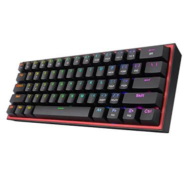 Imagem de Redragon Teclado para jogos K617 Fizz 60% RGB com fio, 61 teclas, teclado mecânico compacto com teclas pretas, interruptor vermelho linear