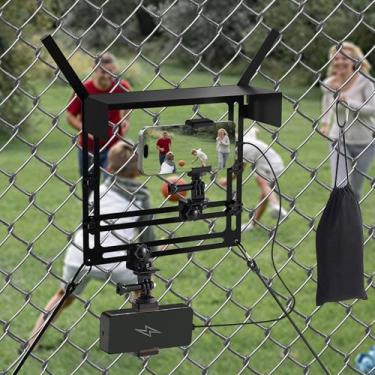Imagem de PEYAKO Suporte de cerca de celular com sombra, suporte de telefone para iPhone, GoPro, Mevo Start, Insta360 e outras câmeras de ação, kit de montagem/streaming para gravação de beisebol, softbol e