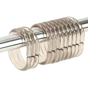 Imagem de 24 anéis de cortina de chuveiro ganchos de plástico para cortina de chuveiro C (cinza transparente)