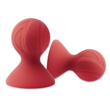 Imagem de Retratores de mamilos | Ventosas de silicone para amamentação | para mulheres com mamilos planos, tímidos e invertidos | 1 par de corretores de ventosa de mamilo (vermelho)