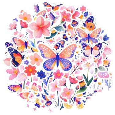 Imagem de 50 peças borboletas flores adesivos engraçados brinquedos decorativos para telefone faça você mesmo, guitarra, laptop, notebook, mala, copo, guitarra, laptop, capacete, skate