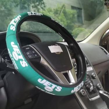 Imagem de Capa de volante de carro, capas de couro de microfibra universais pretas de 35 a 38 cm, respirável, antiderrapante, inodoro, acessórios para volantes para jatos, homens e mulheres.