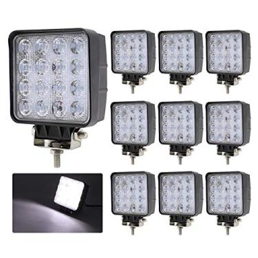 Imagem de TMH (Pacote com 10 lâmpadas de LED de 30 graus de forma quadrada de 48 W, luz de condução, off-road, 4wd, 4x4, Utv, trilho de areia, ATV, SUV, motocicleta, bicicleta, bicicleta suja, ônibus, reboque, caminhão, barco