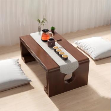 Imagem de Mesa de chão japonesa, multifuncional, retangular, de madeira, moderna tatami, mesa de centro japonesa, mesa baixa para sala de estar, chá, decoração de casa, artesanato resistente.