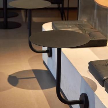 Imagem de Mesa de bar montada na parede mesa de pub redonda em forma de L mesa de jantar de cozinha suspensa bancada de café mesa lateral balcão mesa de bebidas sofá (uma cor 40 x 40 x 45 cm)