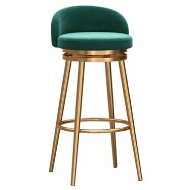 Imagem de LULUMAIC Banquetas de bar modernas e luxuosas, de veludo, giratórias, para cozinha, ilha, balcão, sem braços com encosto e apoio para os pés