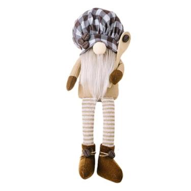 Imagem de Gnomos de café, brinquedo de pelúcia rústico sem rosto Rudolph - Brinquedo sem rosto feito à mão de 36 cm para decoração de bandeja de mesa de lareira