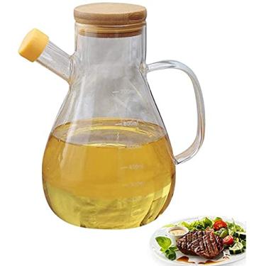Imagem de Dispensador de azeite de oliva e vinagre, garrafas de vidro transparente para cozinhar sem rolhas de bico de gotejamento, galheteiros dispensadores de cozinha com alça, medem facilmente