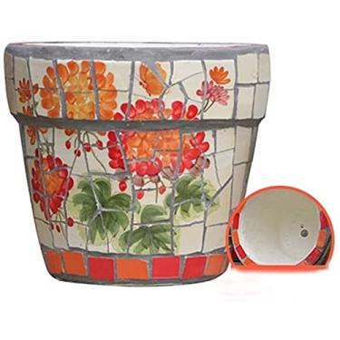 Imagem de Vaso de flores grande para uso externo/interno, vaso de cerâmica pintado à mão, bonsai colorido, vaso de plantas de jardim, vaso de flores, suculenta, pintado à mão, fluxo de pátio externo