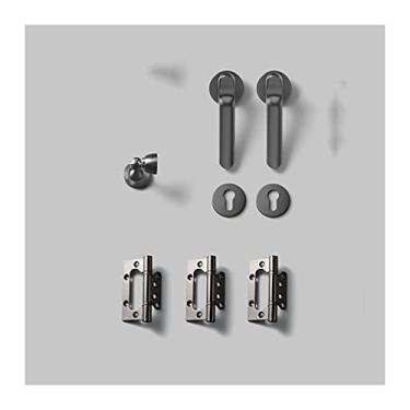 Imagem de GAORUIFENG Maçaneta de porta maçaneta magnética silenciosa maçaneta de porta com chave para quarto ou banheiro corredor de passagem de estudo - fechadura de porta cinza com alça (cor: cinza + pacote