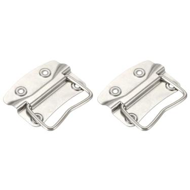 Imagem de PATIKIL Cabo com mola de 8,89 cm, 2 peças, caixa de ferramentas dobrável e resistente, alça dobrável para caixa de ferramentas, caixas de armazenamento, tom prateado