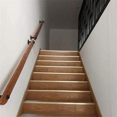Imagem de Corrimãos de escada de madeira maciça antiderrapantes, lofts internos e externos montados na parede, grades de crianças idosas, corrimões, hastes de suporte de corredor (1,2 m) (tamanho: 1,2 m)