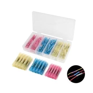 Imagem de 100 pçs/lote conectores de extremidade termorretrátil 3 tamanhos 22-10 AWG fio elétrico emenda cabo crimpagem terminal conjunto