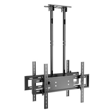 Imagem de HILLPORT Suporte de TV de teto, suporte de suspensão dupla ajustável para 2 telas, serve para a maioria das TVs LCD LED OLED 4K de 60 a 100 polegadas, suporte de teto em poste suporta até 60 kg/tela