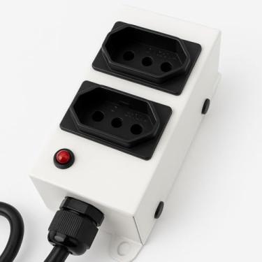Imagem de Filtro de Linha 20A com 2 Tomadas LED Indicador Bivolt Cabo 1 Metro 127/220 Branco