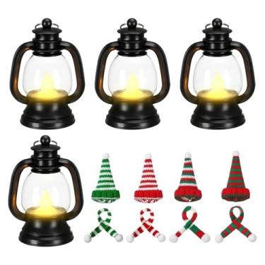 Imagem de Lanternas De De Neve De Natal,Mini Decoração de Luzes de Natal | Lanterna Para Festas Com Chapéus E Cachecóis,Para Exterior Interior Mesa Árvore Férias De Inverno