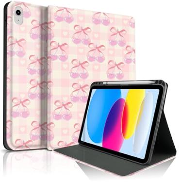 Imagem de TopPerfekt Capa para iPad 11th (A16) 11 polegadas 2025/10ª geração 11 polegadas 2022, capa protetora fofa rosa cereja chique elegante com suporte para lápis, antiderrapante, à prova de choque