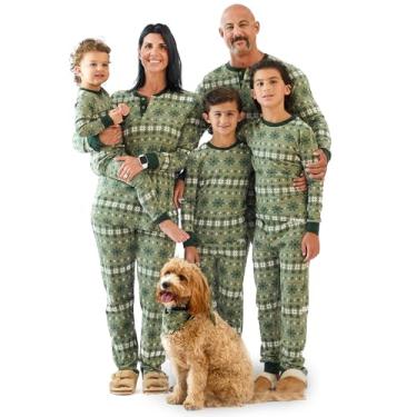 Imagem de Butterblu JAMIE Pijamas de Natal Combinando Família, 100% Algodão Orgânico, Adultos, Crianças, Bebês, Animais de Estimação, Nordic Fair Isle Green, Pet, PP