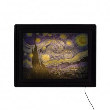 Imagem de Luminária Quadro Noite Estrelada, LED Bivolt, 41,5x54x5,5cm, Polietileno e Polipropileno, com Cabo de Força e Interruptor