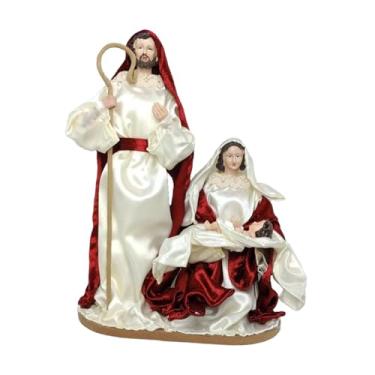 Imagem de Ｂｅｓｇａ Presépio em miniatura, artesanato, ornamento, escultura religiosa, presente, estátua da Sagrada Família para quarto.