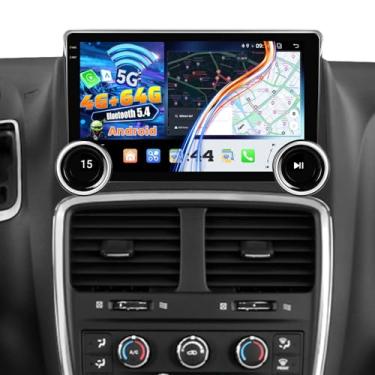 Imagem de [4+64G] Rádio Android para Dodge Grand Caravan 2011-2020: NHOPEEW tela sensível ao toque IPS de 10,1 polegadas Carplay estéreo - modo de fundo, Car Mate, Lenshood, BT5.4, 5G/WiFi, GPS, rádio FM/AM/RDS