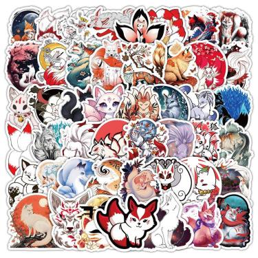 Imagem de Adesivos Kitsunes, 60 peças de vinil impermeável, anime, 5-7 cm