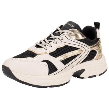 Imagem de Tênis feminino chunky ramarim 2590132, Bege, Preto, 35