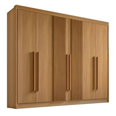 Imagem de Guarda Roupa Casal 6 Portas Ripado 7 Gavetas sem pés Athos - D' Doro, 