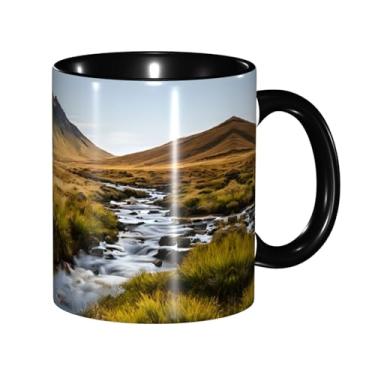 Imagem de Zeraoke Canecas de café criativas com estampa de cachoeira de montanha, personalizadas, presente para família, tamanho de 325 ml, unissex