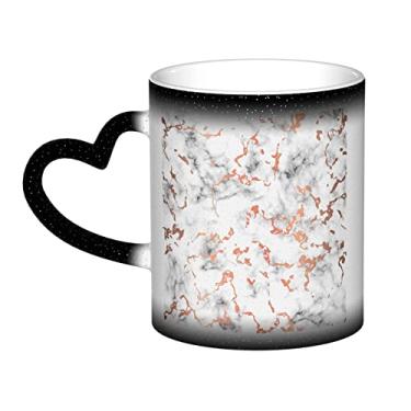 Imagem de Xícara de café divertida com textura de mármore, xícara de cerâmica que muda de cor sensível ao calor mágica, 12 Oz, para café/chá/leite/cacau, para adolescente/aniversário/festival/presentes