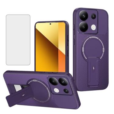 Imagem de Asuwish Capa de telefone para Xiaomi Redmi Note 13 5G capa magnética de fibra de carbono com protetor de tela de vidro temperado e suporte protetor fino macio acessórios para celular Note13 135G