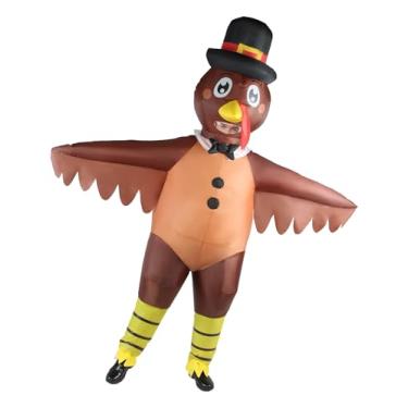 Imagem de Boveco Fantasia inflável de peru para adultos, fantasia de Ação de Graças para adultos, fantasia divertida de cosplay e festa de Halloween