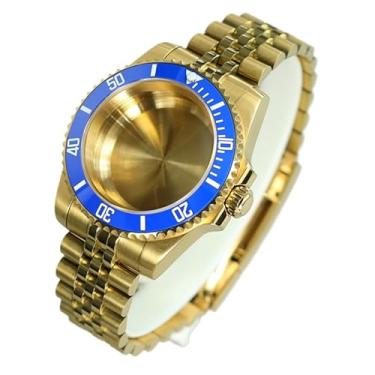 Imagem de FEIYASHI Caixa de relógio de aço SUB Diver dourada de 40 mm com vidro de cristal de safira para movimento NH35/34/36 Miyota8215 ETA2824, Tampa inferior sólida 10, For Miyota8215 8205 Movement, Caixa