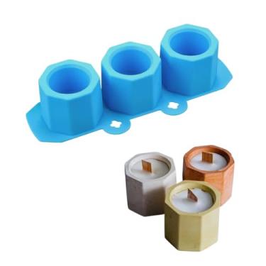 Imagem de Molde de Silicone Vaso para Cimento Resina Gesso Velas Forma Vaso 3 Cavidades (Octogonal)