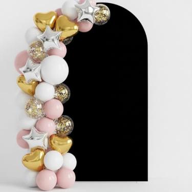 Imagem de Zoramey Capa de fundo de arco preto de 2,5 m com elástico de elastano para casamento, festa de aniversário, chá de bebê, cerimônia