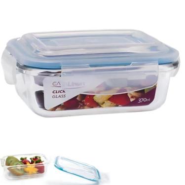 Imagem de Pote de Vidro 370ml Hermético Retangular com tampa Vedação de Silicone, Marmita - Armazenamento Alimentos Seguro e Versátil, Freezer e Micro-ondas
