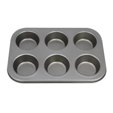 Imagem de Forma para Cupcake e Pão de Queijo, Aço Carbono Antiaderente, 6 Cavidades, 26x18x3cm, Preta, Ideal para Empadinha e Petit Gateau