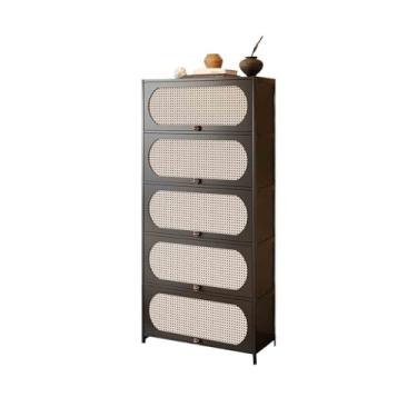 Imagem de hezhuhe2258 Aparador de canto preto para sala de jantar, estante de livros para sala de estar, exibição e armazenamento de 5 níveis