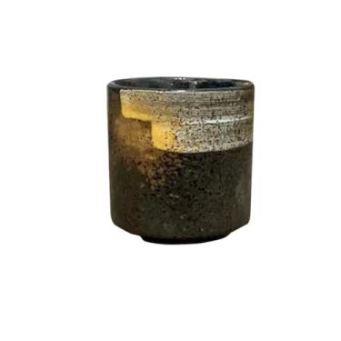 Imagem de Caneca de chá Caneca retrô reta preta irregular para sushi comercial, utensílios de mesa cerâmica Xícaras de café