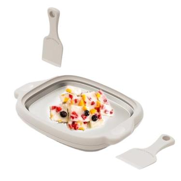 Imagem de Máquina De Gelado Enrolado | Aço Inoxidável Com 2 Raspadores - Criador De Gelado Caseiro Para Crianças E Família,Para Sobremesas De Iogurte Sorbet E Mole Em Casa E