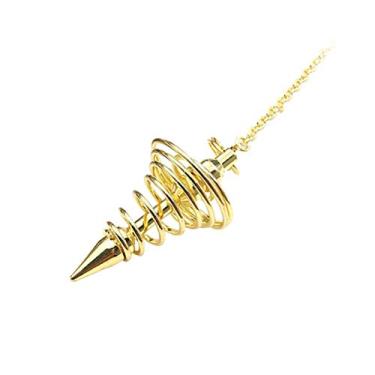 Imagem de Pissente Ferramenta de Adivinhação de Pêndulo Espiritual de Metal, Dowsing Pêndulo para Cura Testes de Chakras Com 7,0 Em Cadeia Feita de Metal Durável (Ouro)