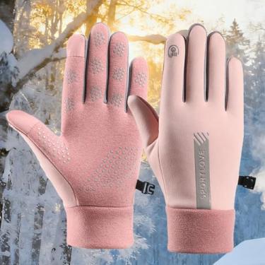 Imagem de Luvas térmicas femininas, luvas de inverno leves e resistentes ao frio para tela sensível ao toque, rosa