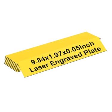 Imagem de PATIKIL Placas de nome em branco, placas de nome gravadas de 25 x 5 cm, placa de nome personalizada, placas de porta, etiquetas de mesa para escritório, sala de aula, amarelo com letra preta, 8 peças