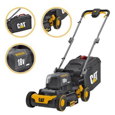 Imagem de Máquina Cortar Grama a Bateria Cat Carrinho Cortador Recolhedor Recarr