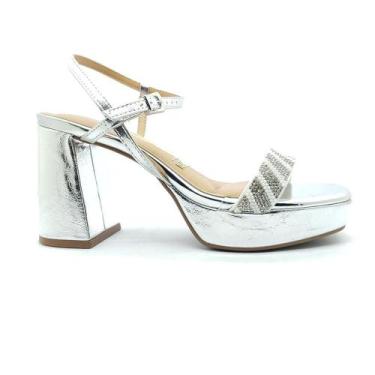 Imagem de Sandália Vizzano Feminina 6472215, 35, Prata, Cristal, Branco