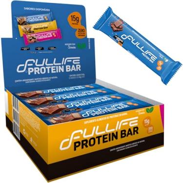 Imagem de Fullife Nutrition, Kit com 12 barras de proteína, Protein bar, 15g de proteína, Sabor Chocolate, Sem açúcar, 12 barras de 45 gramas