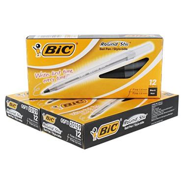 Imagem de BIC USA INC Canetas BIC Stick pretas médias 12/PK (conjunto de 3)